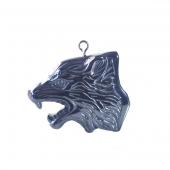 Hematite Wolf Head 30x36mm Pendant